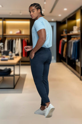 Calça Alfaiataria Ajuste Lateral Slim Sarja Brim
