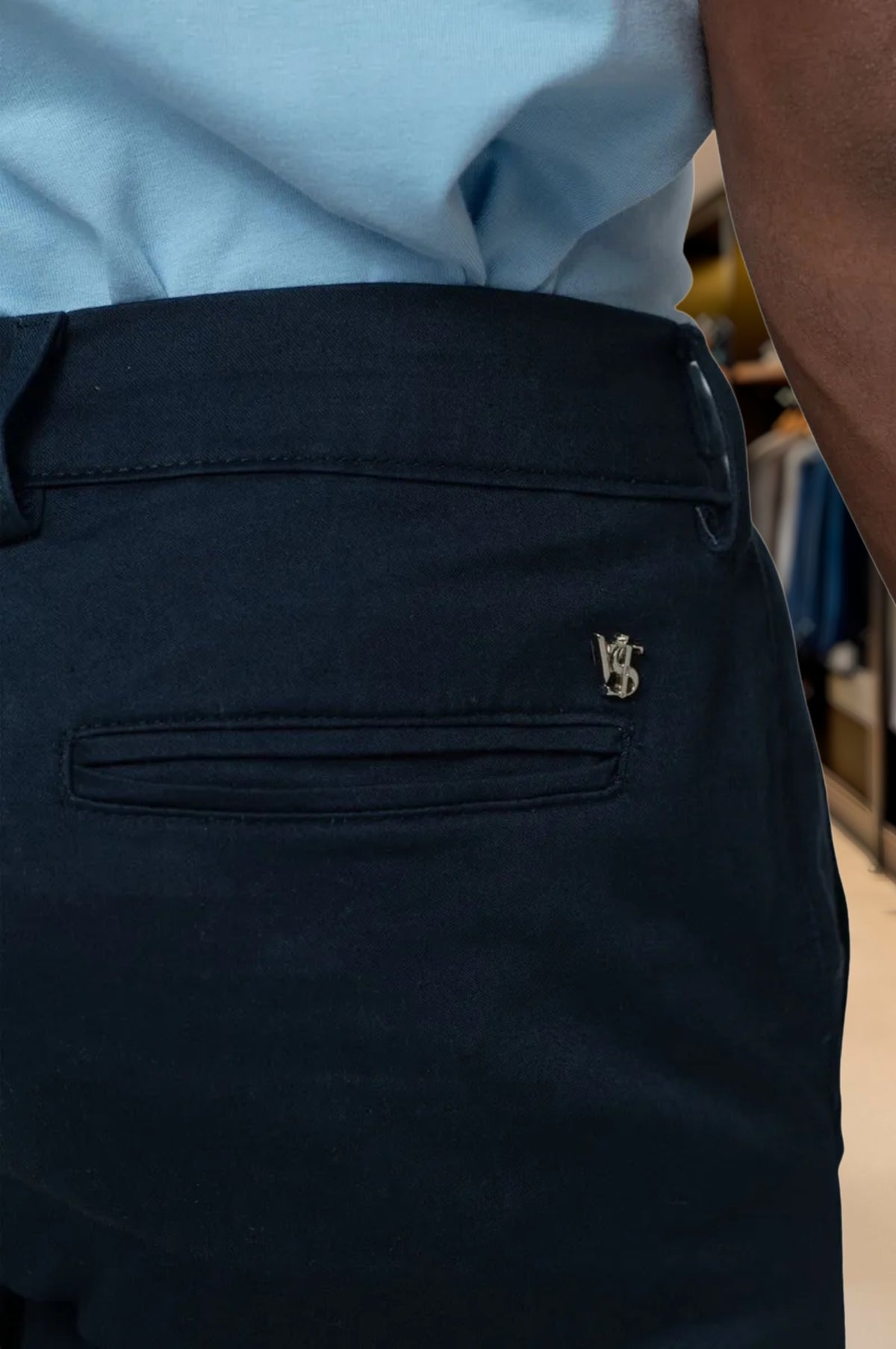 Calça Alfaiataria Ajuste Lateral Slim Sarja Brim