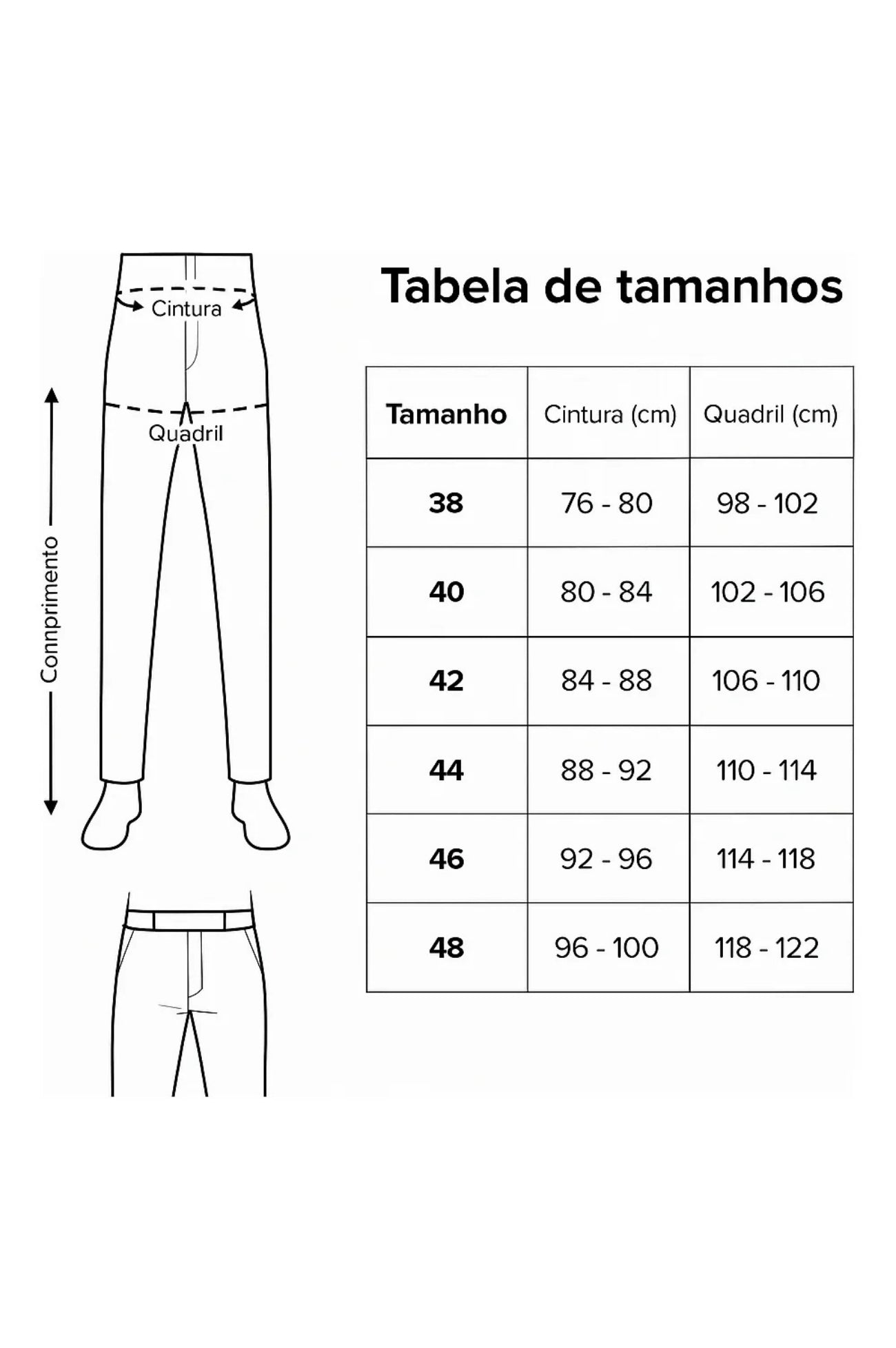 Calça Alfaiataria Ajuste Lateral Slim Sarja Brim Tendência
