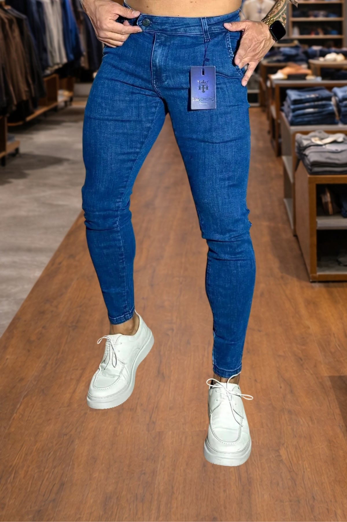 Calça Skinny Jeans Escuro True Hero