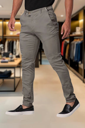 Calça Alfaiataria Ajuste Lateral Slim Sarja Brim