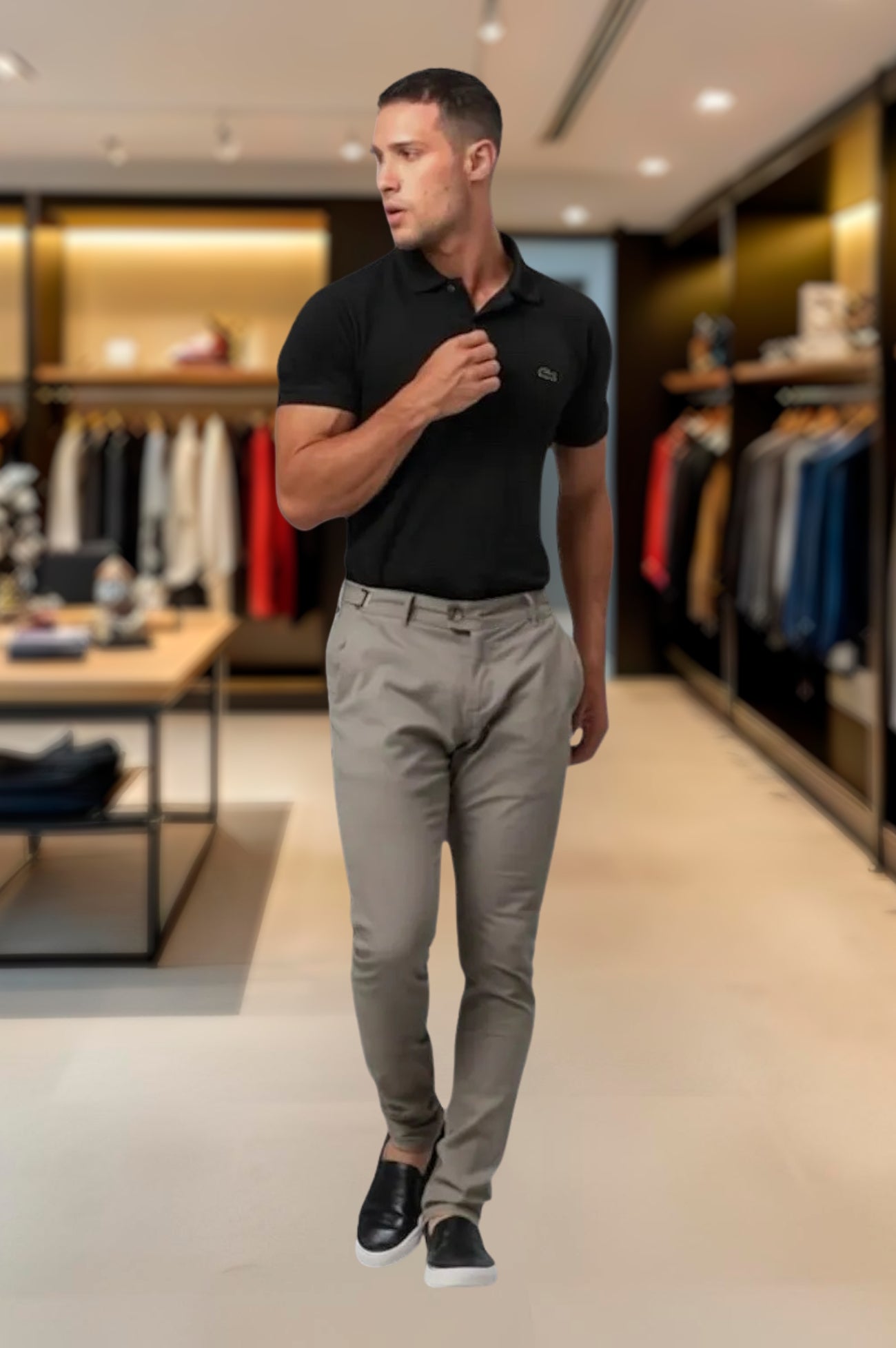 Calça Alfaiataria Ajuste Lateral Slim Sarja Brim