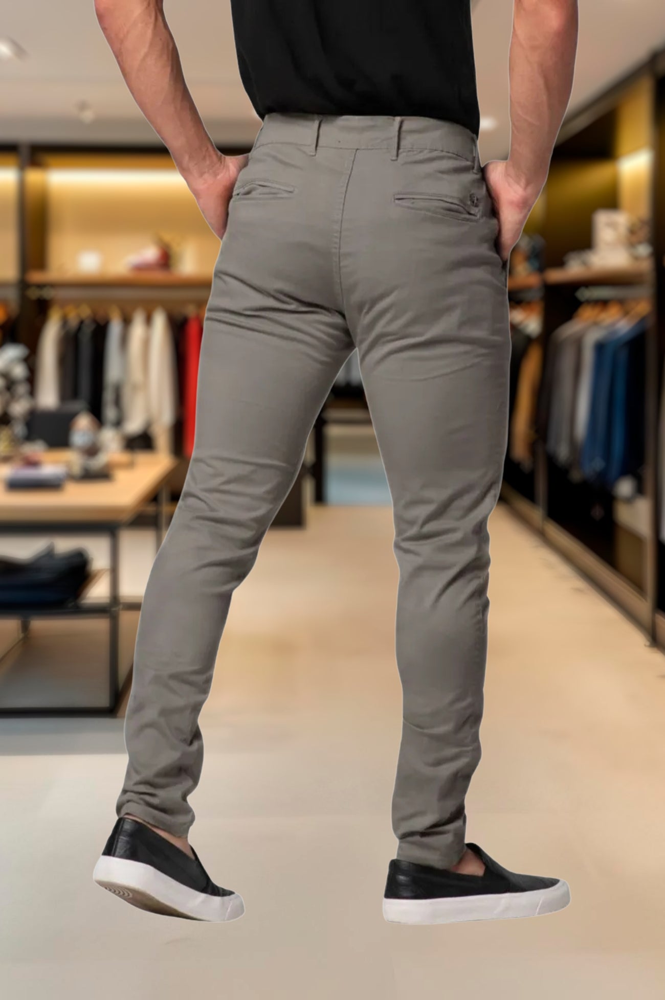 Calça Alfaiataria Ajuste Lateral Slim Sarja Brim