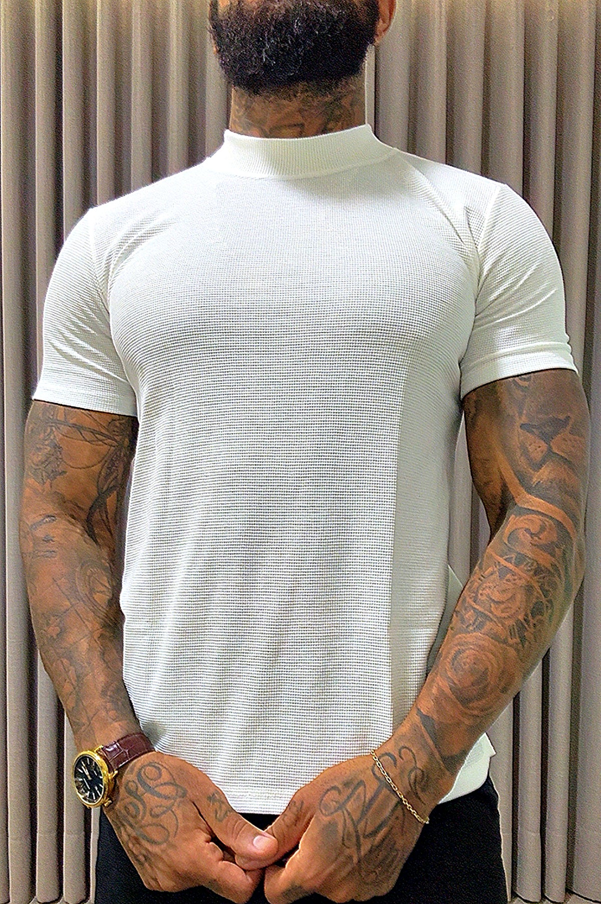 Camisa Gola Média Texturizada