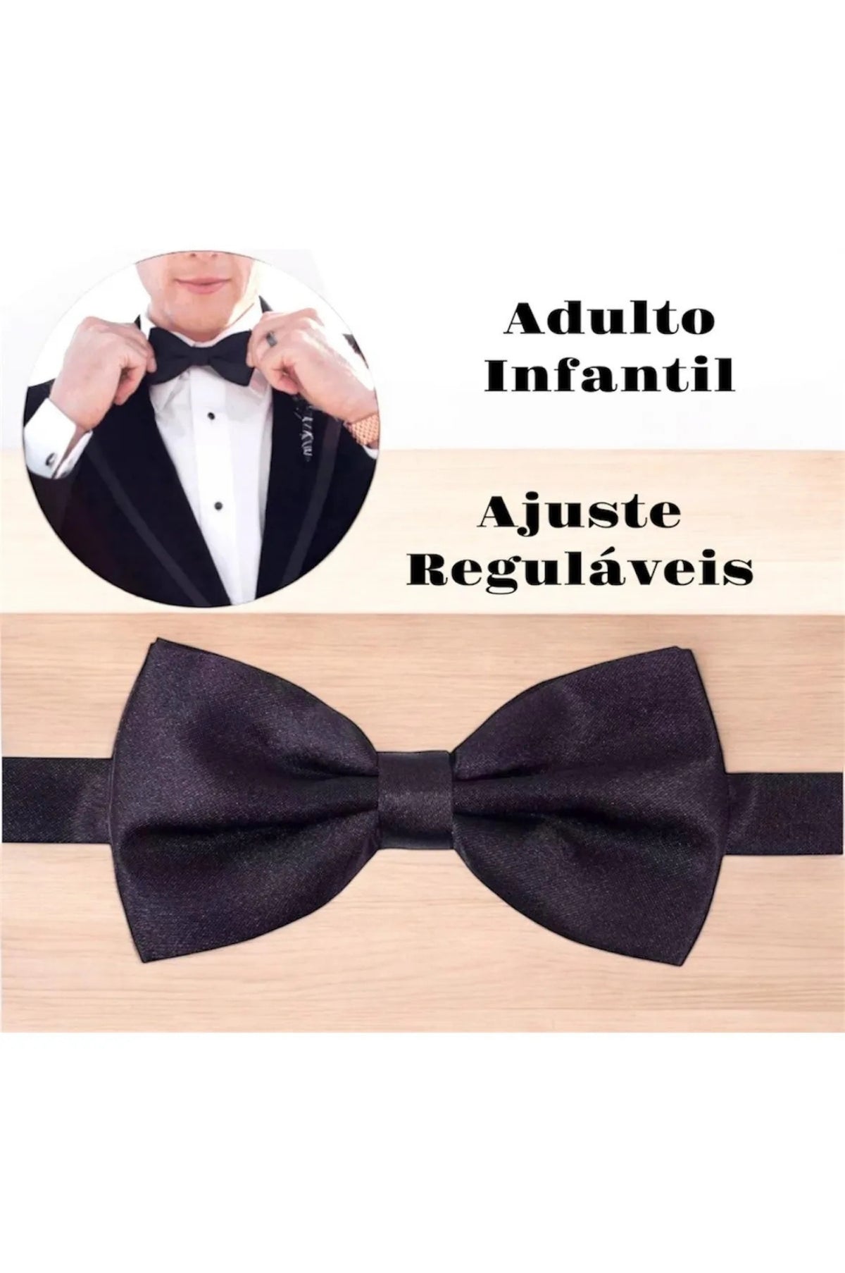 Gravata Borboleta Social Preta Premium Com Regulador