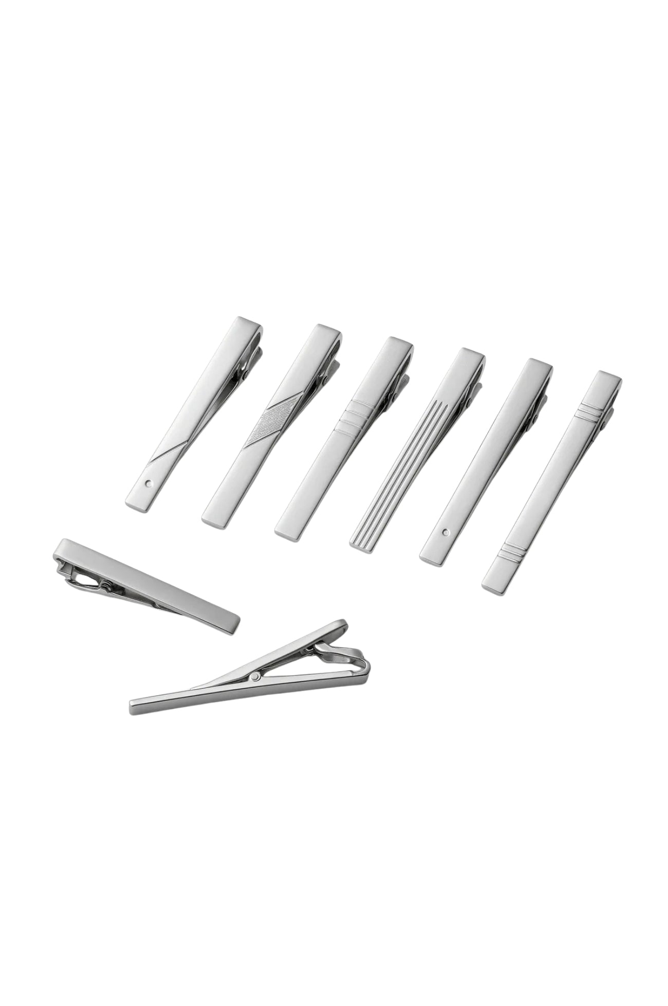 Kit 2 Prendedores De Gravata Slim Prateado