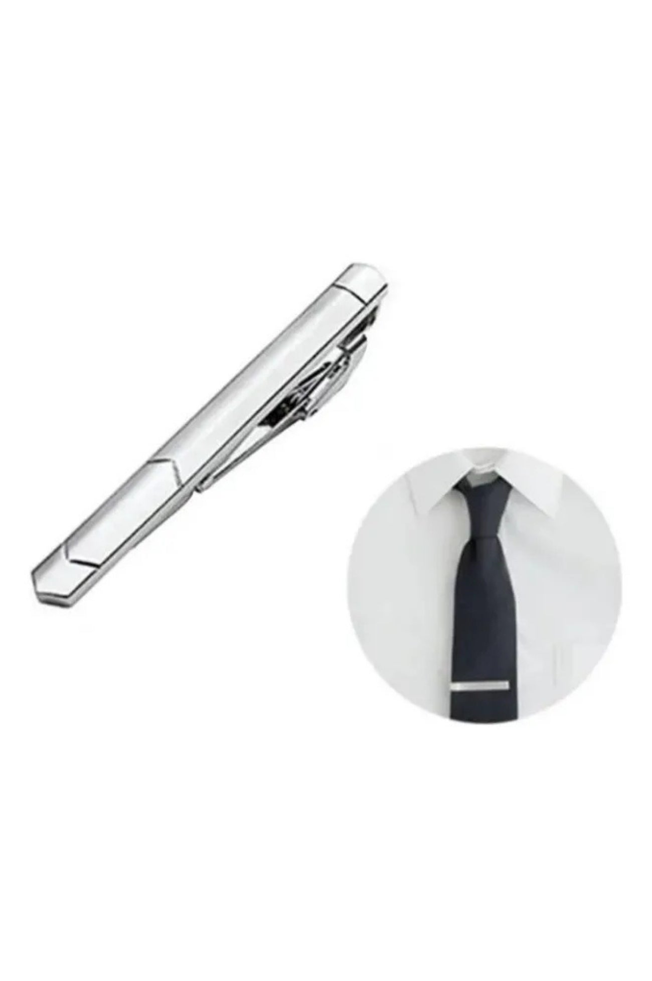 Kit 5 Prendedor De Gravata Slim Flay Prata