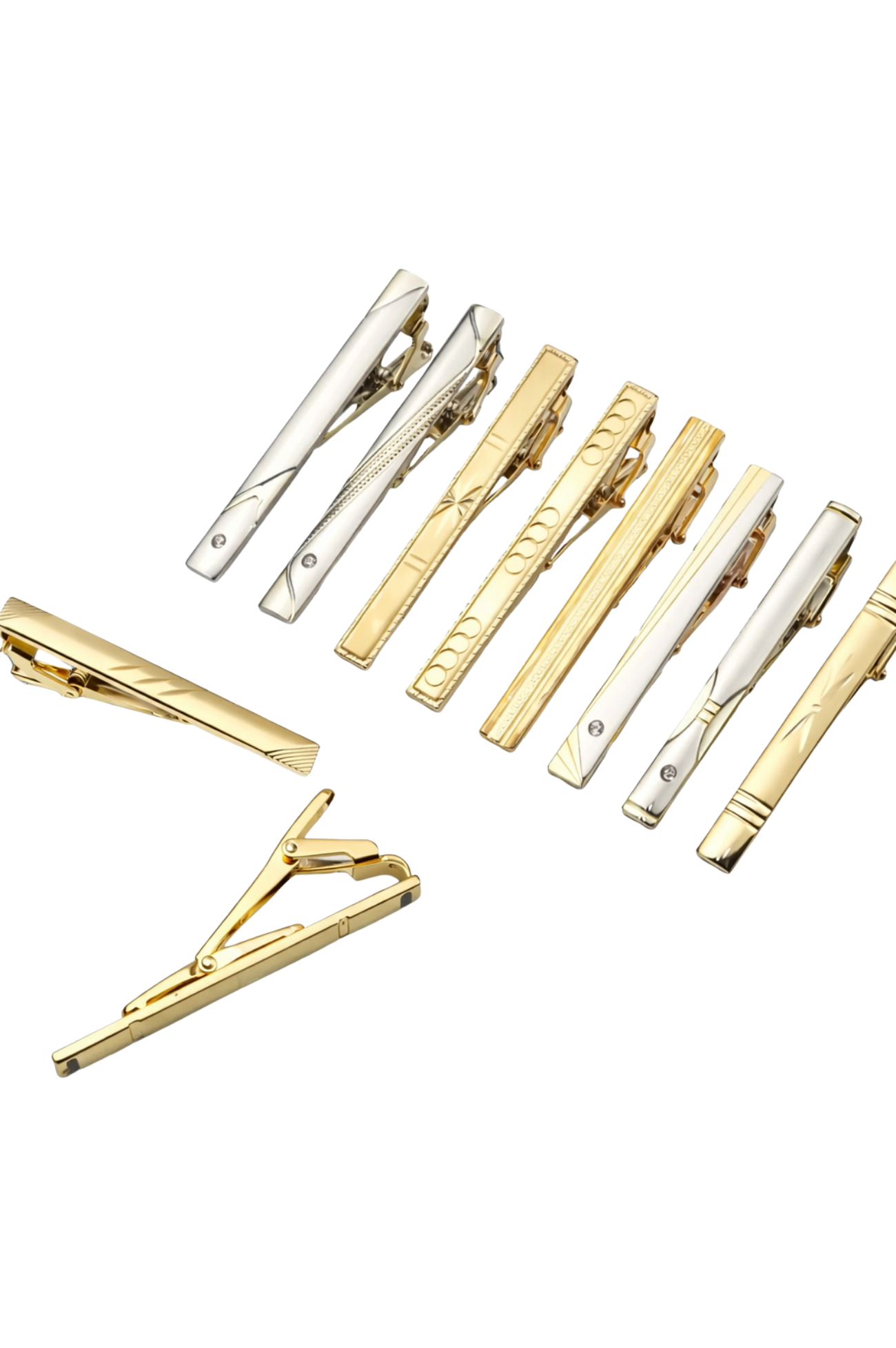 Kit 5 Prendedores De Gravata Slim Dourado