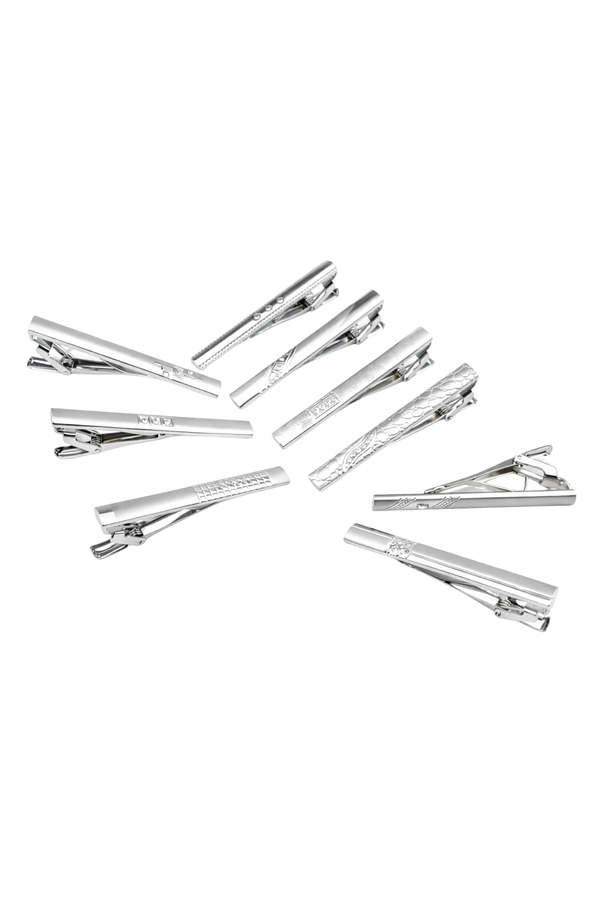 Kit 5 Prendedor De Gravata Slim Flay Prata