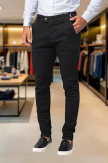 Calça Alfaiataria Ajuste Lateral Slim Sarja Brim