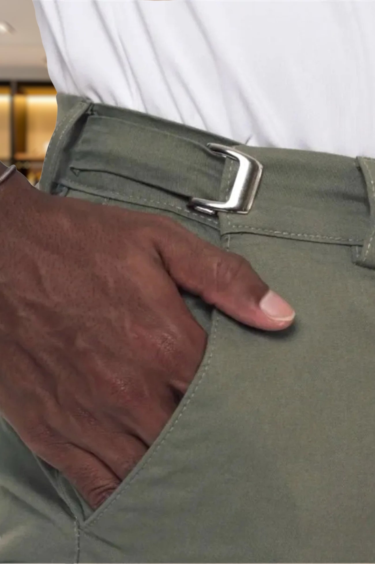 Calça Alfaiataria Ajuste Lateral Slim Sarja Brim
