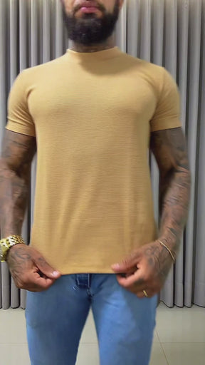 Camisa Gola Média Texturizada